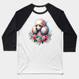 A poodle with beautiful colorful flowers Baseball T-Shirt